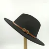 Berets Monochrome Fedora Butterfly Metal Belt Felt Hat Women's Jazz Grass Green Wholesale