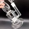 Narguilés en verre transparent de 14 pouces avec pneus Perc Filtres en nid d'abeille Recycler Bubbler Pipes pour fumer Dab Rig