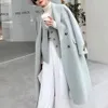 Women Blends Women Fashion Double Sided 100 Coat Breasted Two Pieces Set Vest And Outerwear en Cloak Solid Color 221119