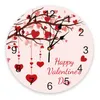 Wall Clocks Valentine'S Day Red Heart Tree Pink Large Kids Room Silent Watch Office Home Decor 10 Inch Hanging Gift