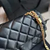 CC Bag 22K French Womens Flap Designer Crossbody Bag Quilted Black Diamond Pattern Square Shoulder Bags Goldtone Metal Hardware Multi Pochette Sacoche Handtassen 22c