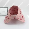 Hats Pink Cute Summer Sun Hat Girls Strawberry Print Cotton Beach Children Hollow Empty Top Foldable Panama Caps Kids