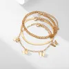 Ankiety Uddein moda prosta motyl dla kobiet wielowarstwowy łańcuch regulowany złotą kostkę bransoletki biżuteria plażowa 3pcs/set