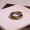 Nova moda anel de casamento para homem aço inoxidável extravagante anel de amor logotipo gravado ouro prata rosa 3 círculos anéis mulheres homens joias de casamento tamanho 5-11