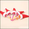 Decorazioni natalizie Mini cappello di Natale Berretto lecca-lecca rosso Cappelli di caramelle Decorazioni Decorazioni per la casa Forniture festive Regalo Consegna a goccia Garde Dh6Wi