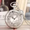 Montres de poche Gear Décoration Montre Hommes Femmes Creux Quartz Steampunk Vintage Pendentif Collier Chaîne Avec Accessoires Romains Cadeau