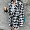 Damespakken 2022 Spring herfst Chic Tweed Houndstooth tweedelig pak Elegant Blazer Jacket Outwear Mini Korte rok Dames streetwear