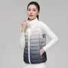 Women's Down Parkas Women Fashion Gradient Ultra Light Vest Spunautumn Female Stand Collar Slim Fit Sleeveless Puffer Jacket 221121