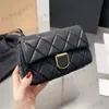 CC Brand Cross Body French Lambskin Square Classic Flap Quilted Bags Black White Grey Retro Metal Hardware Genuine Leather Mini Wallets Women Designer Street Cr