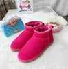 Mujeres ultra mini botas de nieve zapatilla U F22 invierno nuevo popular Tobillo Piel de oveja piel de felpa mantener botas calientes hermoso Color Antílope marrón Tazz Zapatillas