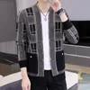 Men's Sweaters Men's Spring Autumn Sweater Knit Plaid Cardigan Casual Jacket Comfortable VNeck Size M4XL Slim Fit Stretch Men's 221121