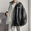 Męska men Parkas Men Kurtka Pu Skórzana i jagnięcinowa wełna Dwupoboła noszona kurtka jesień zima hip -hopowa grubość ciepła oversize punkowa streetwear 221121