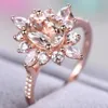 Solitaire Ring Designer Rose Gold Engagement Rings for Women Pink Color AAA Zircon Luxury Wedding Jewelry Gift Party Wholesale 221119