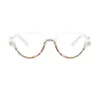 Lunettes de soleil Cadres Cat Eye Lunettes Cadres Pour Femmes Transparent Mode Diamant Lunettes Pour Dames Vintage Demi-Cadre Optique Spectacle Lunettes T2201114