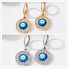 Zircon bleu mauvais œil boucles d'oreilles créoles géométrique cercle forme dinde chanceux oeil bleu boucles d'oreilles pour femmes bijoux
