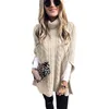 Herrenpullover Herbst Winter Casual Lose Strickpullover Damenmode Rollkragenpullover 3/4 Ärmel Einfarbig Poncops Eleganter Twist-Schal-Pullover