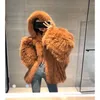 女性の毛皮2022女性秋のフェイクフード付きコート女性ゆるい模倣ジャケットレディースソリッドカラーウォームアウトウェアM625