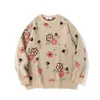 Herentruien Floral Jacquard gebreide trui heren herfst mode losse ronde nek pullover lange mouw retro mannen harajuku truien extra grote 221121