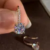 Серьги с удивлением 14K AU585 Женщины розового золота Стары Moissanite Diamonds Round свадебная вечеринка годовщина