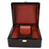 Oglądaj pudełka luksusowe czarne pojedyncze gniazdo drewniane pudełko na malowanie pudełka turystyczna biżuteria podróżna 17x15x10cm