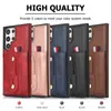 حالات الهاتف المقاومة للصدمات لـ Samsung Galaxy S22 S21 S20 Note20 Ultra Note10 Plus Plug-in Cards Bracket Pu Leather Case