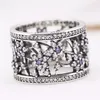 Compatível com anel de joias de prata Forget Me Not Purple Clear CZ anéis 100% 925 prata esterlina jóias inteiras DIY para mulheres194D2985614