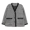 Women's Jackets Korean Style Loose Tweed Jacket Women Chic Blend Wool Houndstooth Coat Ladies Spring singlebreasted Outwear With Pockets 221121