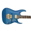 lvybest logo proprio progettato sha chitarra elettrica parti in oro pickup copertura in oro senza anelli manico in acero arrosto mano sinistra colore blu