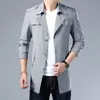 Chaquetas para hombres Primavera Otoño Hombres Trenchcoat Boutique Botones Moda Masculina Larga Trench Hombres Khaki Black Business Chaqueta Abrigos Tallas grandes 6XLM 221121