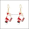 Dangle Chandelier Enamel Christmas Earrings Gold Tree Santa Reindeer Snowflake Dangle Women Girls Fashion Jewelry Drop Delivery Dhd14