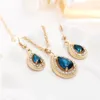 Brincos de colar Set Set Luxury Blue Rhinestone Crystal Water Grow Pedante Pedante Dangle Dangle Cadeia Clavicular Chain Chain Clavicle