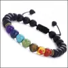 Kralen 10 stc/set nieuwe natuursteen 8 mm lava yoga energiebelet vulkanische zeven chakra vlecht armbanden drop levering sieraden dhr6r