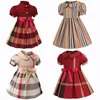 Robes de bébé filles robe de créateur vêtements pour enfants revers collège vent bowknot manches courtes plissée polo jupe enfants vêtements décontractés