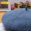 Women Fashion Berets Sweet Lovely Wool Outdoor Travel autumn winter Windproof Hats For Ladies Party knit Dome Top Cap