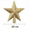 Dekoracje świąteczne 15/20 cm pięcioramienna gwiazda Xmas Gold Srebrne Czerwone Gwiazdy Dekorowanie Dostarcza Tree Top