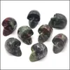 Loose Gemstones 2M Natural Crystal Ornaments Figurine Gemstone Skls Healing Stone For Feng Shui Home Decoration Drop Delivery Jewelry Dhfwr