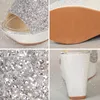 Slippers 2022 Women High Heels Gold Ladies Wedding Shoes Wedges Slides Party Sandals Platform Peep Toe Zapatos de Mujer 39