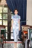 Etnische kleding Shanghai verhaal korte mouw pruimenbloesem borduurwerk lange qipao brokaat Chinees traditionele cheongsam jurk voor dames