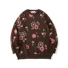 Herentruien Floral Jacquard gebreide trui heren herfst mode losse ronde nek pullover lange mouw retro mannen harajuku truien extra grote 221121