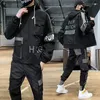 Herren -Trailsuiten Harajuku 2 Stück Set Männer Modekleidung Japan Style Frühling und Herbstoutfits Sets Leichtes Plus Size 8xl