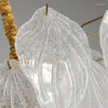 Chandeliers Postmodern Light Luxury Glass Leaf Led For Living Room Bedroom Restaurant El Art Hanging Lighting Fixtures