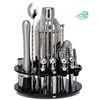 Bicchieri da vino Kit da barista Cocktail Shaker Set con supporto rotante in acrilico per bevande miste Strumenti da bar Martini Acciaio inossidabile Regalo perfetto 221121