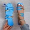 2022 Kobiety Slipper Candy Colours Flat Toe Bohemian Summer Beach Sandals Buty damskie buty plus size Mujer Verano Buty J220716