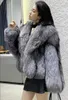 Femme Man-Made Fox Manteau Vestes Courtes V-Neck Casual Manteaux D'hiver Femmes Mode Outwears