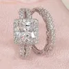 Solitaire Ring she 2 Pcs Vintage Wedding Set Solid 925 Sterling Silver 4Ct Princess Cut AAAAA CZ Engagement s for Women Bridal 221119