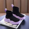 Boots Boy Girls Shoos Neps Spring High Top Boots Bootsableting Stech Flying Knitting Kids's Sports All Match 221121