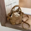 Duffel Bags Ladies 'Mini Bag Fashion Woven Crossbody Bucket Designer Women Leather Handbag f￶r 2022