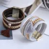 Braccialetti di collegamento Punk in pelle PU per le donne Gioielli Boho Cotone Nappa Larghezza Braccialetti con ciondoli Accessori da uomo 2022