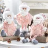 Kerstdecoraties roze plush angel meisje sneeuwman Santa Claus eland poppen kerstboomdecoratie vrolijke kinderen geschenken navidad