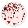 Wall Clocks Valentine'S Day Red Heart Tree Pink Large Kids Room Silent Watch Office Home Decor 10 Inch Hanging Gift